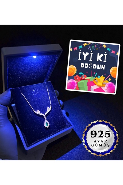 hediye arıları Doğum Günü Hediyesi Premium Işıklı Kutusunda 925 Ayar Gümüş Ko...