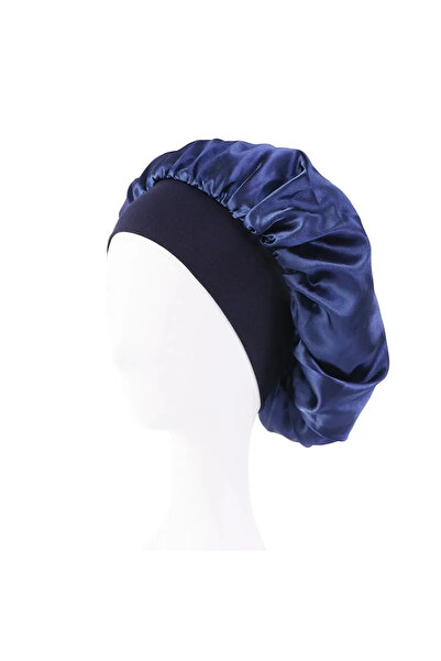 Choice3 dark blue Women Satin Bonnet Hair Bonnet for Sleeping Hair Care Silk Bonnets Solid Wide-brimmed Slee