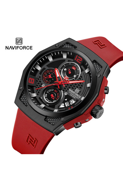 Naviforce ساعة رجالية أصلية فاخرة عالية الجودة من بي بي آر - سوار سيليكون مقا...