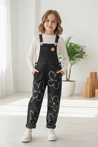 Minigimin Cicileri Miniğimin Cicileri Дънки с принт на маргаритки за момичета - черни