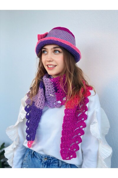 Nues 3 Piece Set Women's Handmade Knitted Hat, Neck Gaiter, Bandana