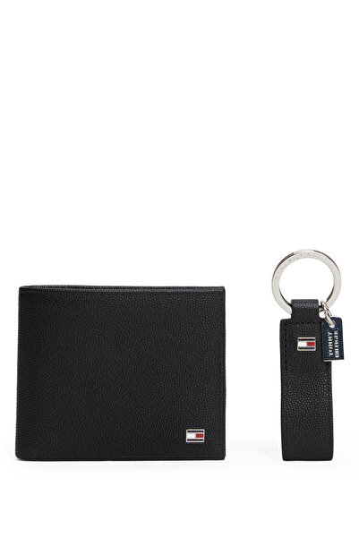 Tommy Hilfiger Siyah Erkek Cüzdan-Anahtarlık Tk TH FLAG MINI CC & KEY FOB