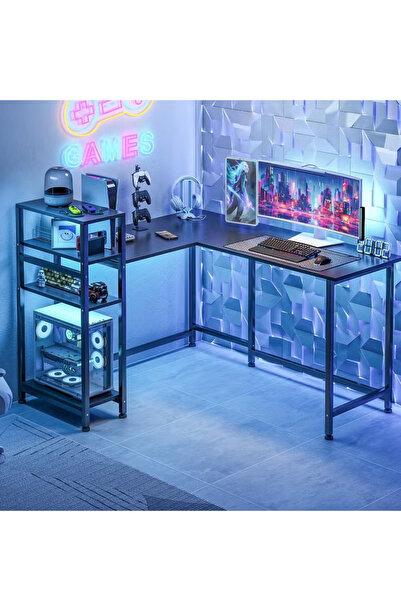 ZUIHAO L Shaped Gaming Desk, Computer Desk with Storage Bookshelves, Reversib...