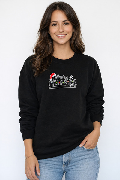 HediyemStil Friends Printed Black Unisex Oversized T-Shirt