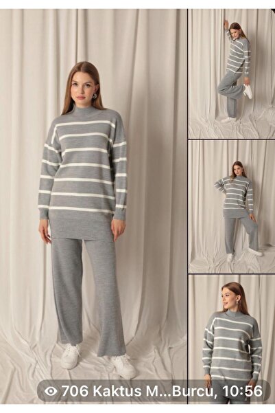 Abalı Yeni sezon triko kışlık 2li takım yün iplik Durk park Margaret model