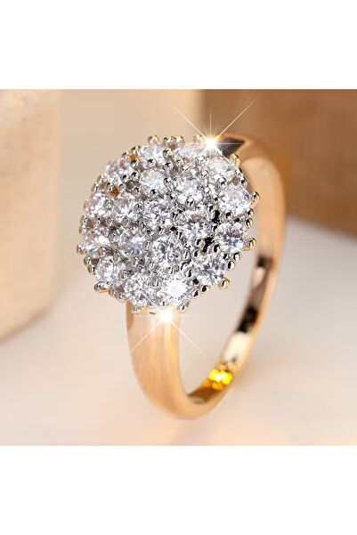 begüm jewelery ZİRKON TAŞLARLA İŞLENMİŞ PARLAK AYÇİÇEĞİ MODEL TASARIM YÜZÜK