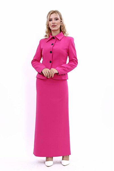 ÖNDER ÖZSOY Gömlek Yaka Düğmeli Ceket & Uzun Kalem Etek Tesettür Kadın Takım ...