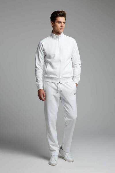 Fulla Moda طقم بدلة رياضية بسحاب ونقش بارز