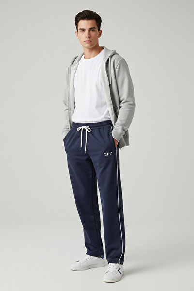 Fulla Moda Baggy Sweatpants with Tie-Up Stripes and Leg Stoppers