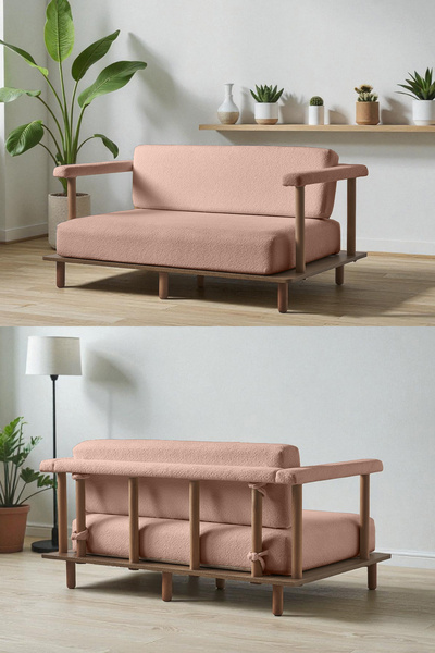 Eymense Pia İkili Koltuk Pembe