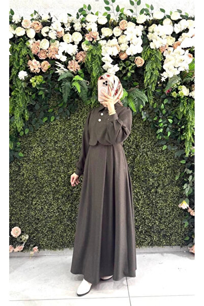 Butik Haki yuniceft kumaş elbisemiz