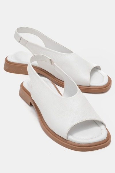 Zeynep Sıradağlı Sandale de damă Seymour din piele naturală, albe
