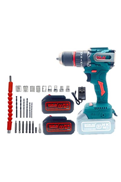 Bonai 88VF Cordless Brushless Impact Drill, 2-Speed Power Driver, 50-60N.m Torque, 13mm Chuck, 1300r