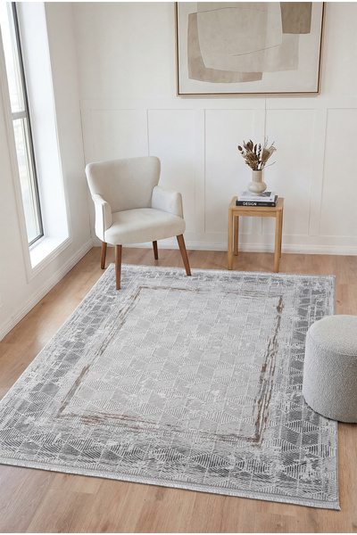 HÜNKAR HALI İstanbul Dokuma Modern Desenli %100 Polyester Çok Amaçlı Halı / Gri