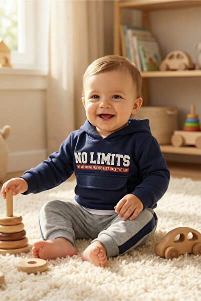 Bebişto بدلة رياضية للأولاد الصغار من No Limits مطبوع بغطاء رأس باللون الأزرق...