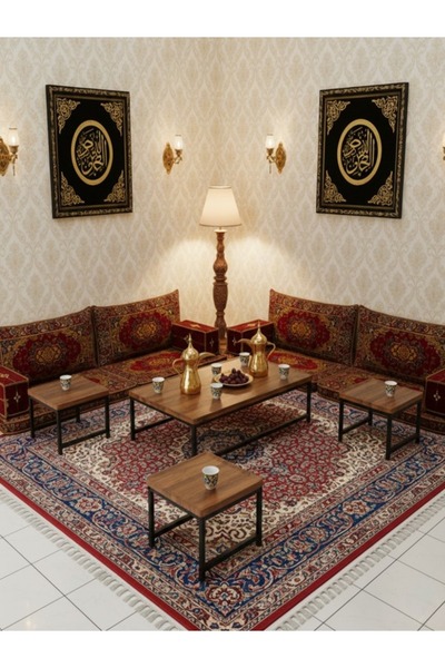 Bec4 Modern 5-piece wooden tea table set with a rectangular design