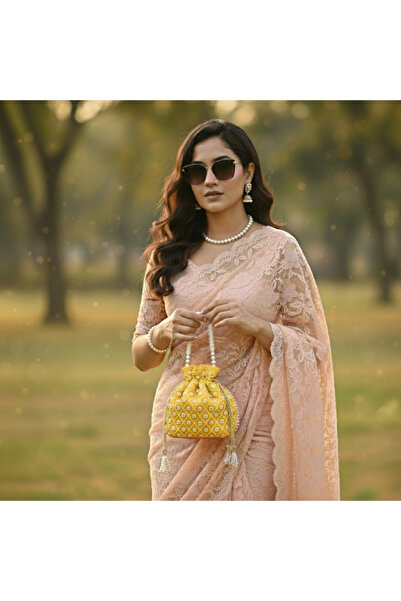 KIYAY Handcrafted Silk Potli Bag for Women Traditional, Perfect for Weddings & Special Occasions Yellow