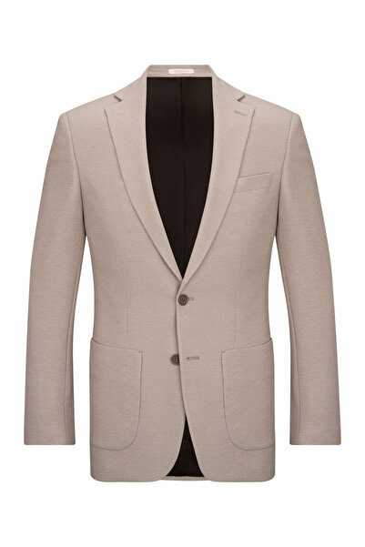 Hatemoğlu Bej Slim Fit Mono Yaka Klasik Ceket