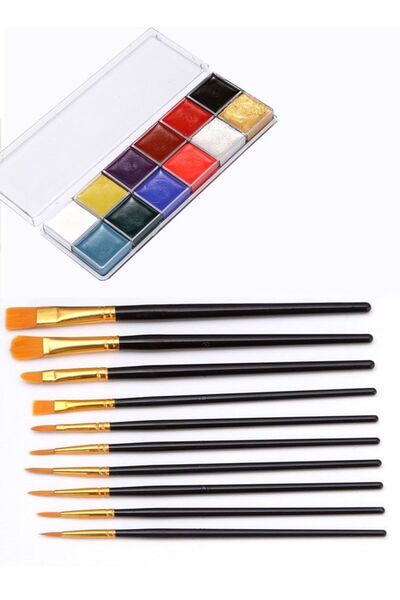 Generic Ant 11-Piece Painting Art 12-Colour Face Paint With Paint Brush Kit