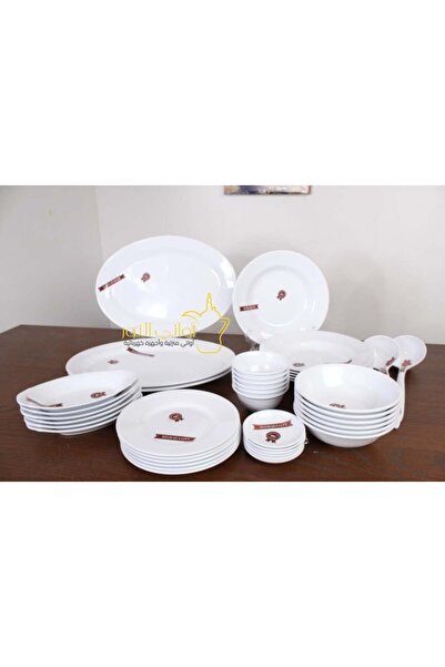 Generic Melamine dinnerware set, 47 pieces, round, plain, serves 6 people