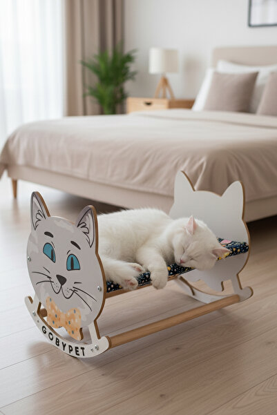 GOBYPET Sevimli Neşeli Kedi Tasarımlı Sallanan Kedi Beşiği