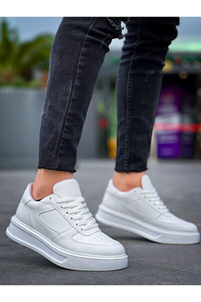 Zapatos حذاء رياضي رجالي يومي برباط من الجلد موديل KB-X8 CBT - أبيض