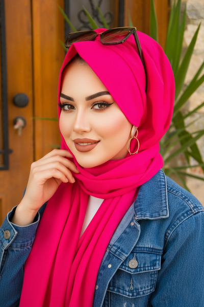 Aişe tesettür Fuşya Şapkalı Şal