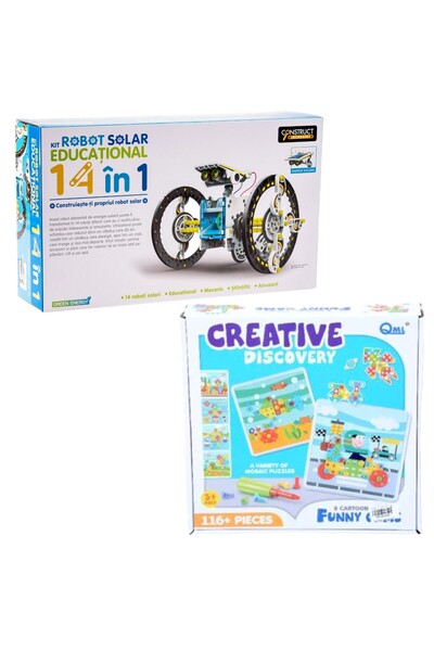 OEM Set kit robot solar,14 in 1,cu joc indemanare si constructie kidsNplay,116 piese,8 modele,03 ani+
