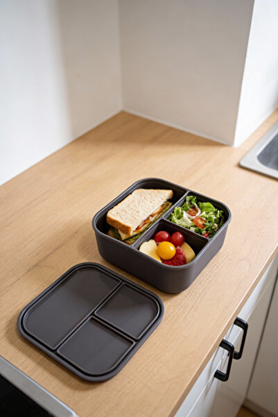 EVLE حاوية تخزين من السيليكون مكونة من 3 أقسام - مع غطاء، مانعة للتسرب، مناسبة للوجبات وصناديق الغداء