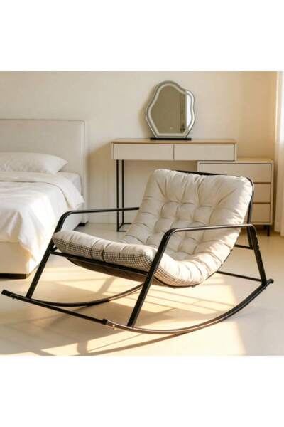 Mtanvxay كرسي استرخاء هزاز مزدوج مبطن حديث، كرسي غرفة معيشة مع مساند للذراعين...