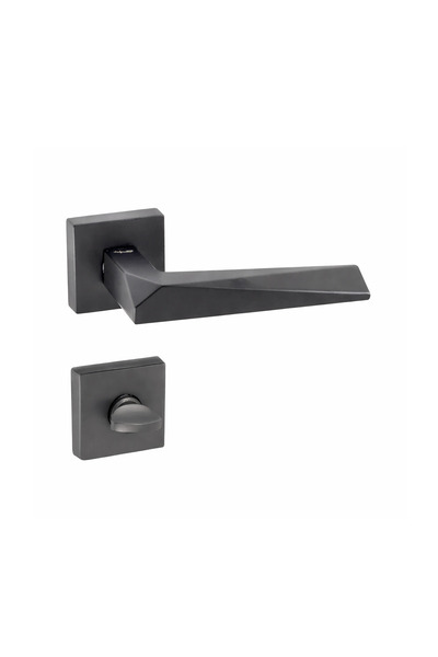 EYMEN YAPI Doğanlar Konsept Prizma Lüx Kare Rozetli Kapı Kolu Antrasit WC