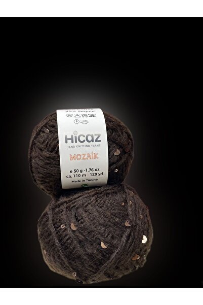 HİCAZ YARN Moher İri Pullu Kahverengi Çanta/ Örgü ipi Yumaklar 50 gr x 2= 100 gr