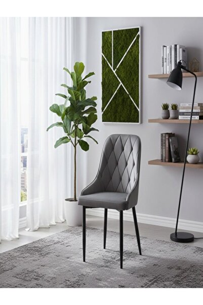 Bec4 كرسي طعام مخمل مودرن - تصميم تركي فاخر بظهر مبطن وأرجل معدنية