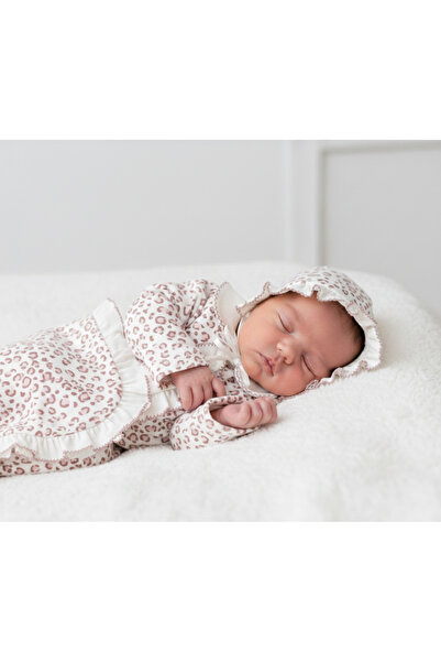 LisaLoom طقم رومبير من 3 قطع بنقشة الفهد مصنوع من القطن 100٪ - لحديثي الولادة...