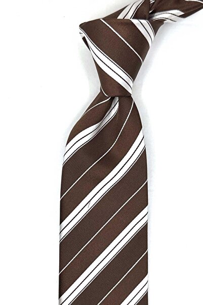 Kravatkolik ربطة عنق من الحرير الإيطالي باللون البني على طراز ميلوتشيا IK2132