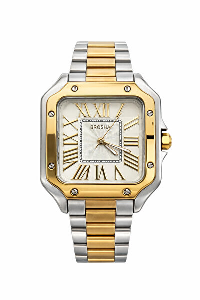 Genevcorner Men's wristwatch with a luxurious two-tone design – metal bracelet and elegant square face