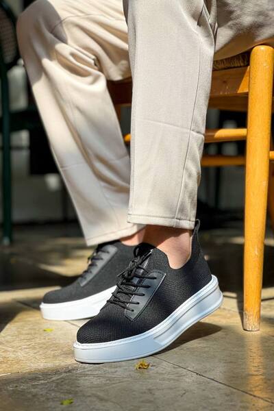Zapatos Kb116 Men's Casual Lace-Up Knitwear Sports Sneaker Shoes Tbt - Black