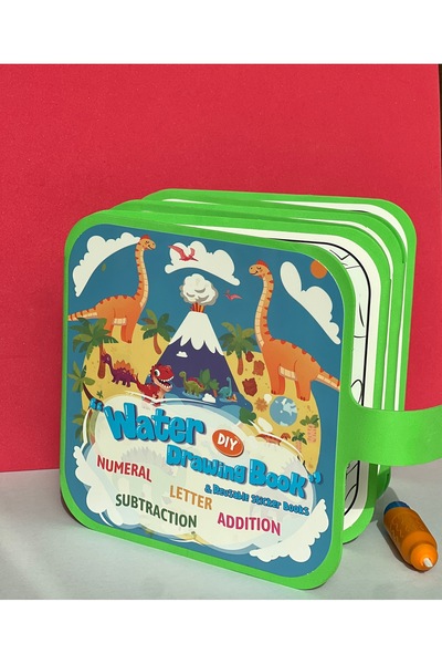 Kids Reusable Water Painting & Sticker Book for – Green – Mess Free – Educational Toy