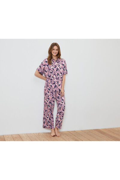 Tchibo Kadın Pijama Takımı, Dokuma, Tamamı Baskılı