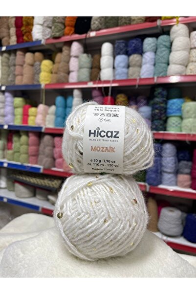 HİCAZ YARN Moher İri Pullu Beyaz renk Çanta/ Örgü ipi Yumaklar 50 gr x 2= 100 gr