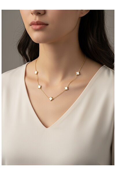 ATALYA ACCESSORY Mini Yonca Modeli Kadın Paslanmaz Çelik Kolye - Kararma Yapm...