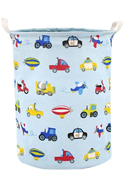 Generic Large Laundry Basket Canvas Fabric Waterproof Cylindric Laundry Hamper