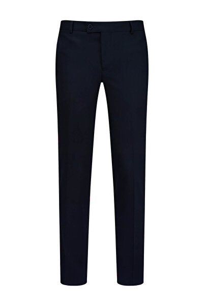 Hatemoğlu Navy Blue Regular Fit Fabric Trousers with Side Pockets