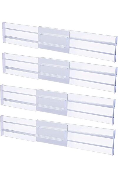 Arabest مجموعة من 4 منظمات أدراج مطبخ قابلة للتعديل، فواصل أدراج بلاستيكية لتخزين الملابس والمكتب.