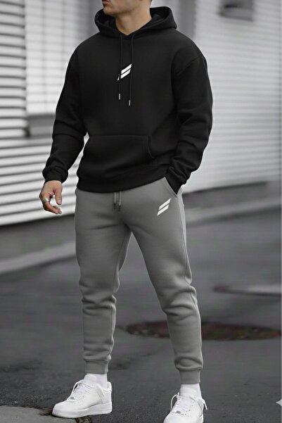 NO 601 Ανδρικό σετ αθλητικής φόρμας Nardo με κουκούλα με τύπωμα με διπλές ρίγ...