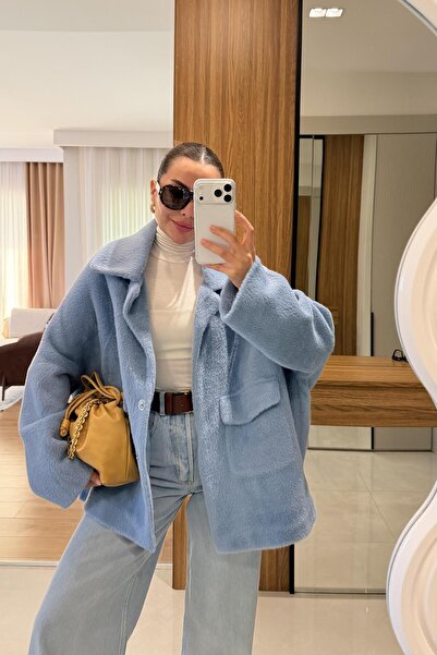 Gizem Ecemiş Thana Mavi Premium Peluş Kaban