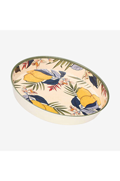 Rose Tulipani Milano ROSE & TULIPANI MILANO Limu Bej Melamin Tepsi 35 Cm