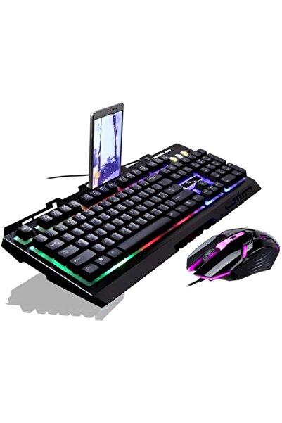 Arabest Wired Mechanical Keyboard and Mouse USB Suit Luminous Floating Feel Gaming Keyboard and Mouse Kit