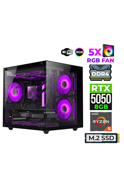 XASER Astra X90 Ryzen 5 5600X 32GB Ram 1TB M.2 NVMe SSD 8GB RTX5050 Oyuncu Ta...