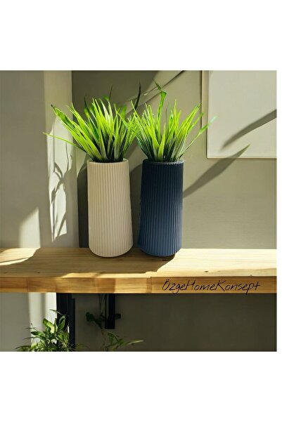 motiev Μοντέρνο Διακοσμητικό Βάζο/Γλάστρα 2 τεμαχίων με Ρίγες – Μινιμαλιστική...